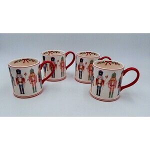 SUR LA TABLE Nutcracker Set of 4 Coffee Mugs Christmas Hot Chocolate 17.8 oz